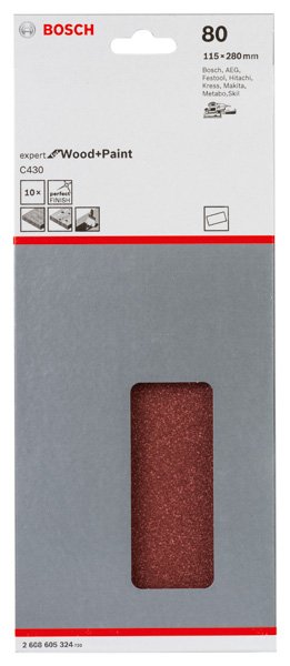 Schleifblatt C430, 115 x 280 mm, 80, ungelocht, gespannt, 10er-Pack