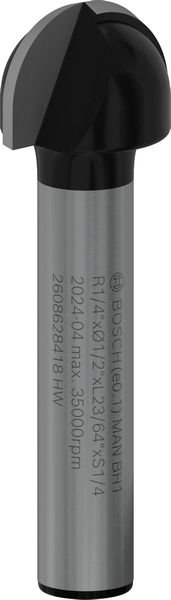 PRO Hohlkehlfräser +Zapfen, 6,35 x 12,7 x 40 mm