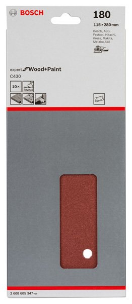 Schleifblatt C430, 115 x 280 mm, 180, 14 Löcher, 10er-Pack