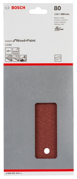 Schleifblatt C430, 115 x 280 mm, 80, 14 Löcher, 10er-Pack