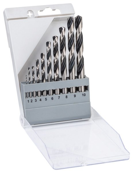 HSS-Spiralbohrer-Set PointTeQ, 10-tlg., 1–10 mm