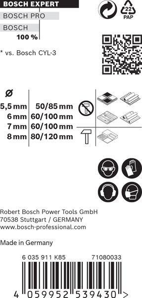 EXPERT MultiConstruction Robust Line CYL-9 Bohrer-Set, 5,5/6/7/8 mm, 4-tlg.