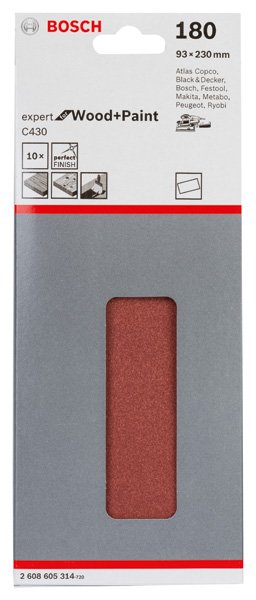 Schleifblatt C430, 93 x 230 mm, 180, ungelocht, gespannt, 10er-Pack