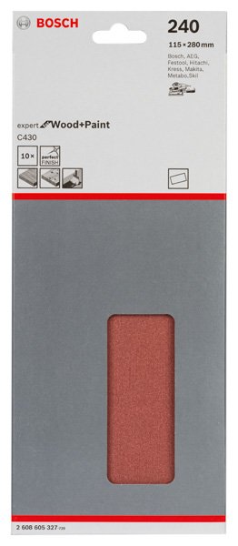 Schleifblatt C430, 115 x 280 mm, 240, ungelocht, gespannt, 10er-Pack