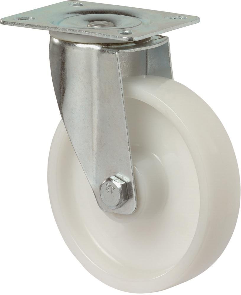 Lenkrolle 100mm L400.B10 Platte,Kst.weiß,RL L400.B10.100 BS ROLLEN