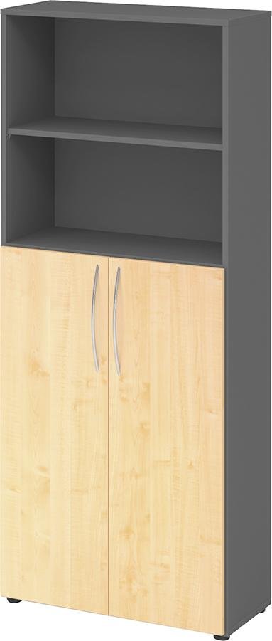 Regal 5OH, 3OH K: Graphit / F: Ahorn 80x34,6x188 cm (BxTxH) Türen unten BM 4770