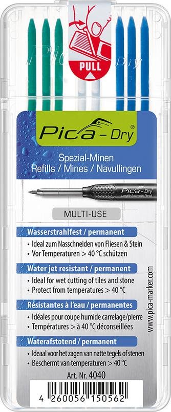 Minen-Set für Tieflochmarker Pica-Dry weiß, grün, blau Pica