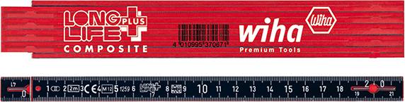 Gliedermaßstab Kunststoff2mx14mm rot/schwarz Longlife Plus Composite Wiha