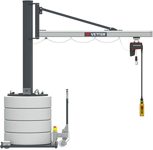 Mobiler Säulenschwenkkran125kg,2,9m,270 MOBILUS+Elektrokettenzug MOB12-US1,25-2,9