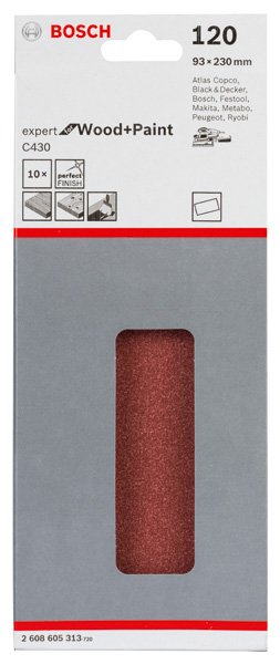 Schleifblatt C430, 93 x 230 mm, 120, ungelocht, gespannt, 10er-Pack