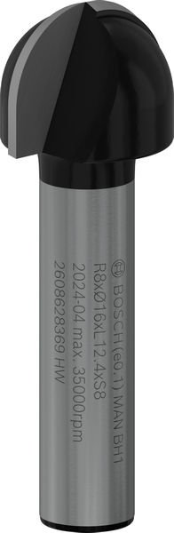 PRO Hohlkehlfräser + Zapfen, 8 x 16 x 45 mm