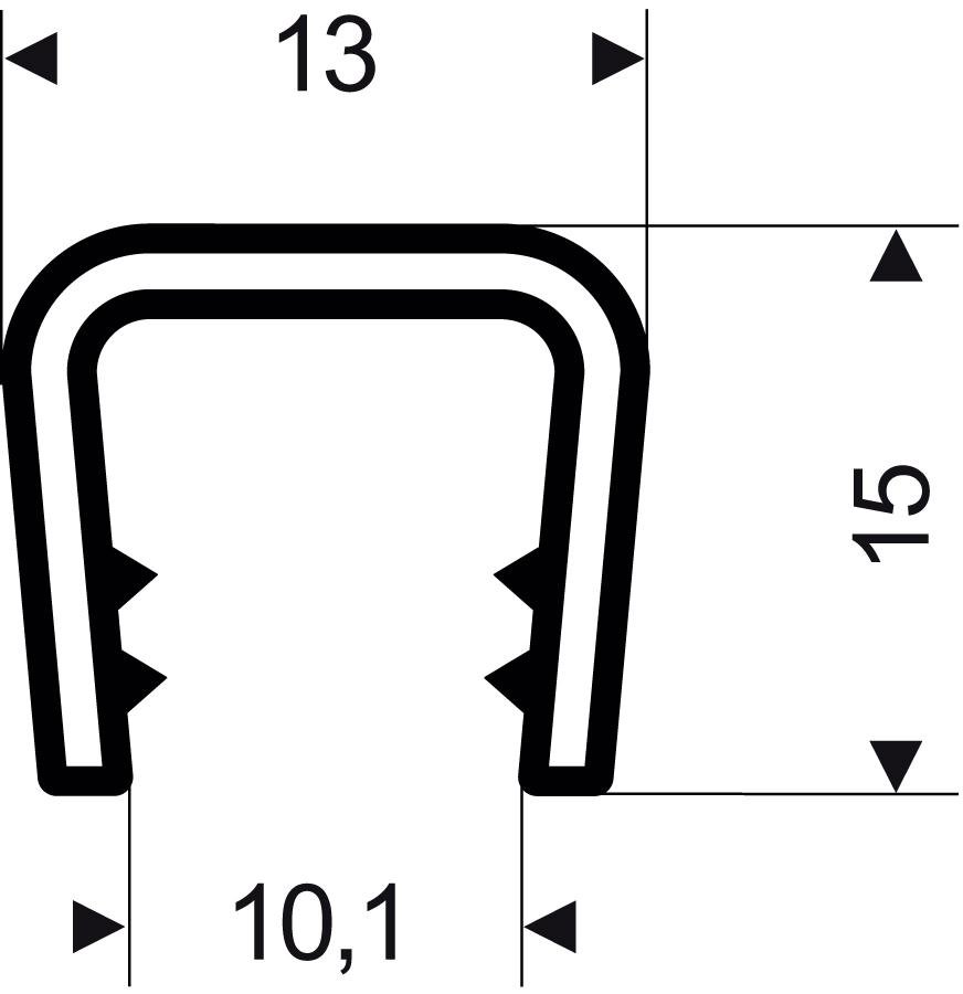Kantenschutz flexibel konisch, schwarz, 13x15 mm, Klemmbereich 6,0-8,0mm, 50m FORTIS