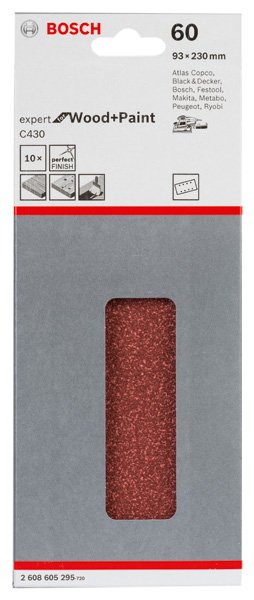 Schleifblatt C430, 93 x 230 mm, 60, 8 Löcher, gespannt, 10er-Pack