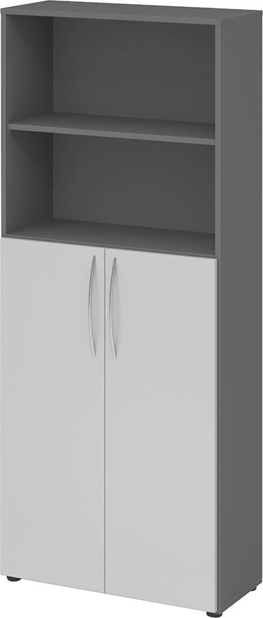 Regal 5OH, 3OH K: Graphit / F: Grau 80x34,6x188 cm (BxTxH) Türen unten BM 4770