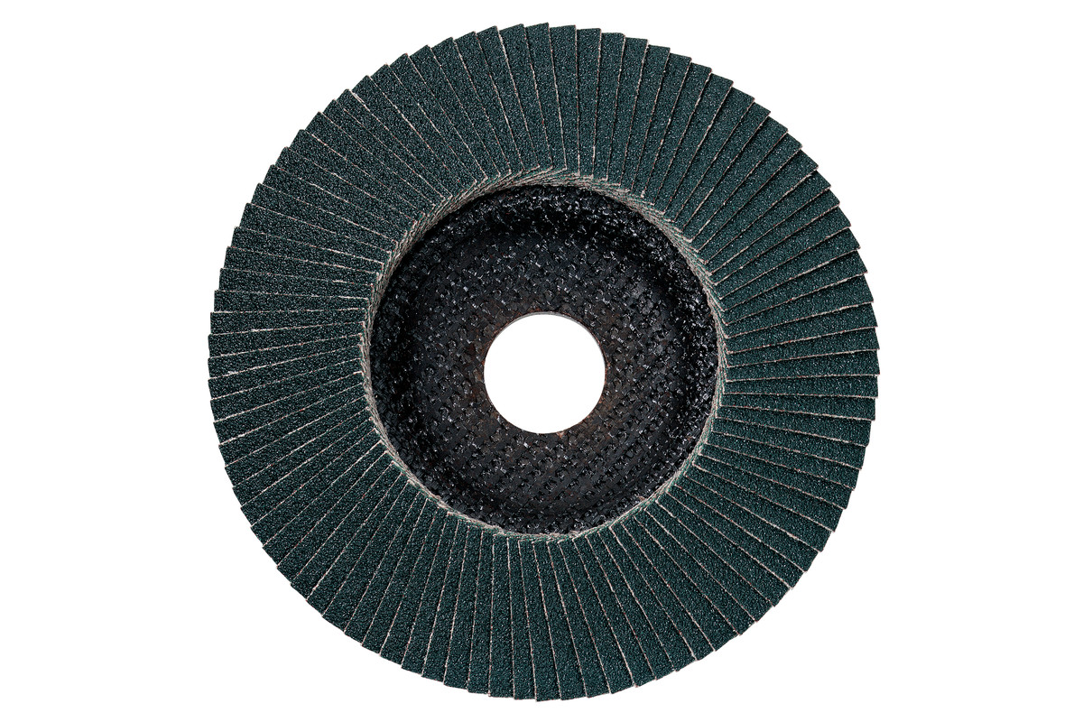 Lamellenschleifteller 125 mm P 120, Zirkonkorund, Stahl, Edelstahl, gewölbte Ausführung (624279000)