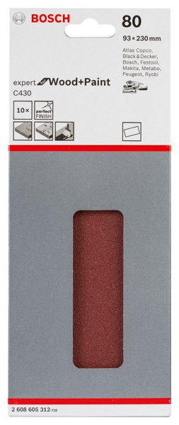 Schleifblatt C430, 93 x 230 mm, 80, ungelocht, gespannt, 10er-Pack