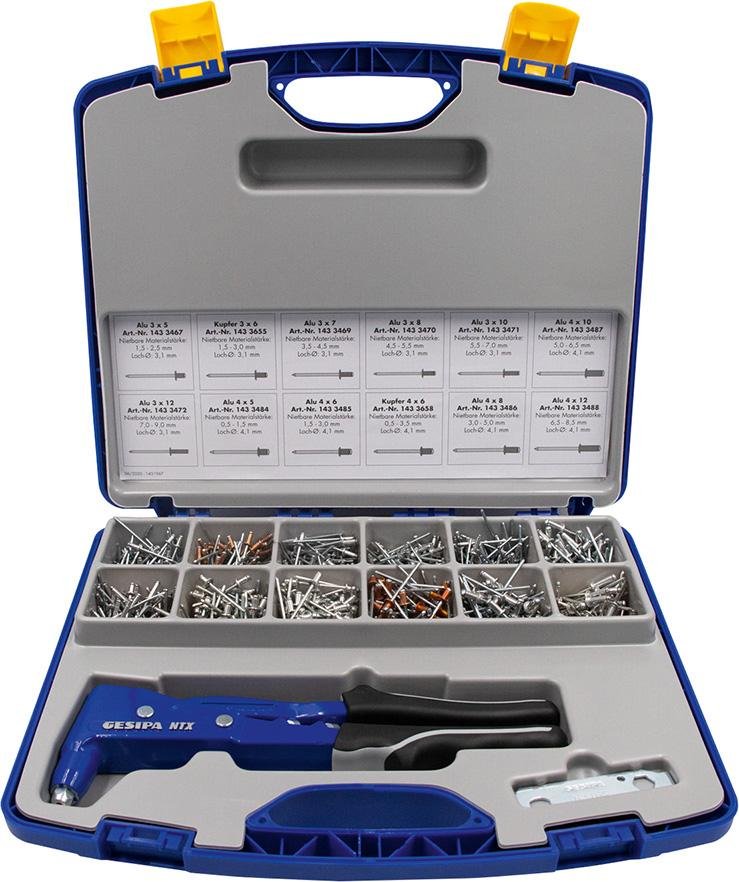Blindnietgarnitur Nietboxmit Handnietzange NTX 941-teilig GESIPA