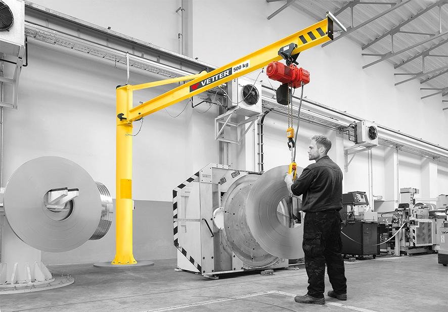 Säulen-Schwenkkran-PS 125 kg 3000 mm m. E-Zug Vetter Krantechnik