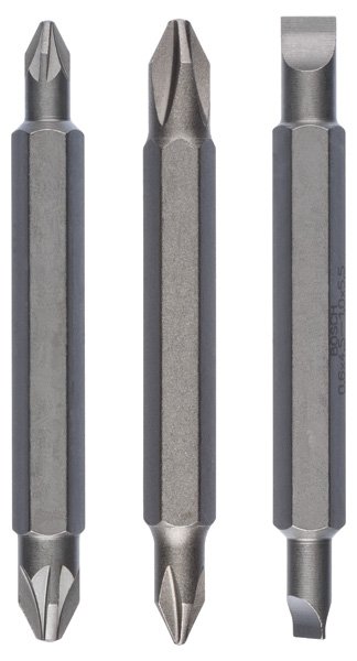 Doppelklingenbit-Set, 3-teilig, PH1, PZ1, S 0,6x4,5, PH2, PZ2, S1,0x5,5, 60 mm