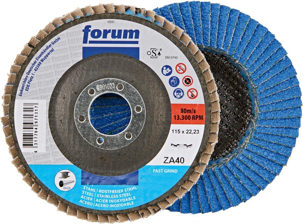 Fächerschleifscheibe 115mm, gewölbt, ZK 40 FORUM