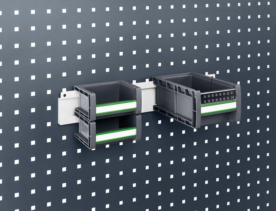 Halteschiene B100xT78 mm für Sichtlagerkästen für Lochplatten bott