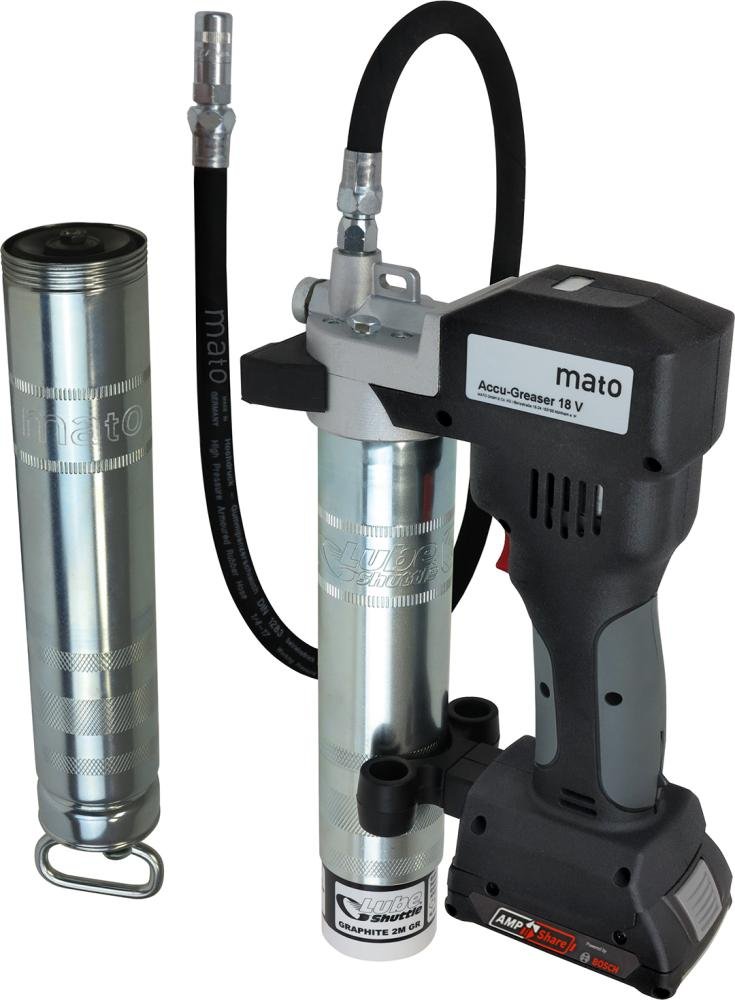Akku-Fettpresse 18V/2Ah PREMIUM-S-LS AMPShare m. Ladegerät u.Akku MATO