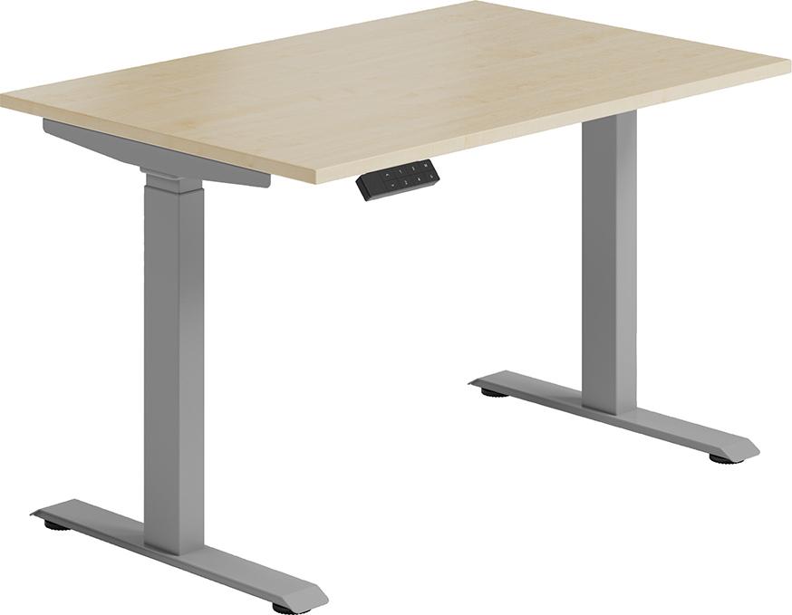GERAMÖBEL Schreibtisch E-levateBasic elektr höhen-verstellbar ahorn/silber B1200xT800xH730-1230mm