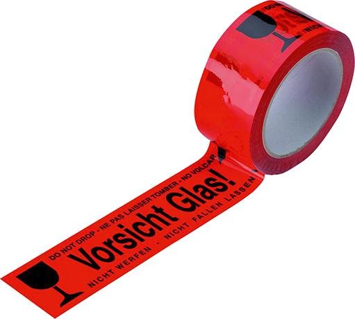 Klebeband PVC 50mmx66m -Vorsicht Glas- 4-sprachig