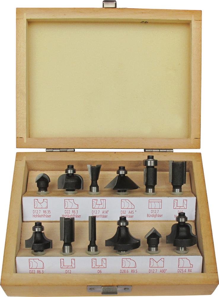 Fräser-Satz HW 12tlg. S8 im Holzkasten FORTIS