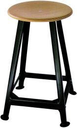 Bandstahlhocker Holz Rundsitz, RAL 9005 Vierbein, Höhe 500 mm Sitzfläche D 350 mm