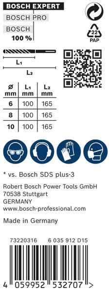 EXPERT SDS plus-7X Hammerbohrer-Set, 6/8/10 mm, 3-tlg