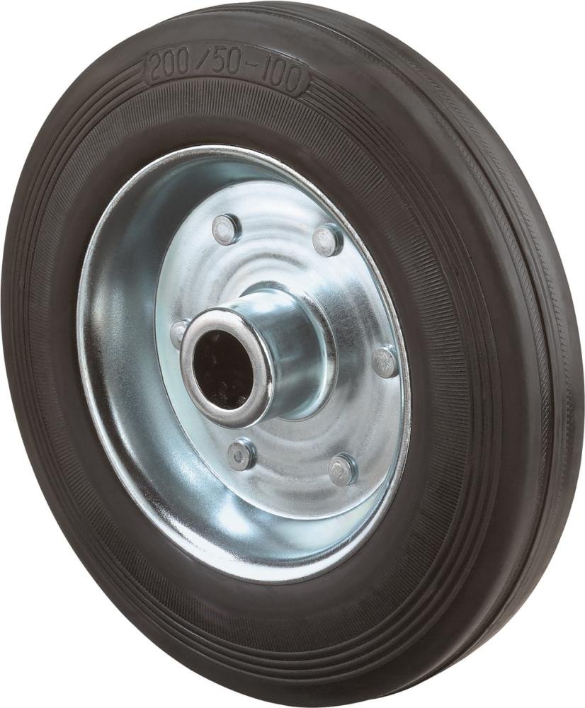 Gummirad 100mm B55.100 schwarz,Radk.verzinkt,RL BS ROLLEN