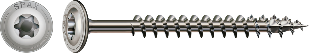 ABC Spax-Holzbauschrauben A2 Tellerkopf, I-Stern  8,0 x 100/80 Teilg 4CUT-Spitze, gleitbeschichtet, (T 40)