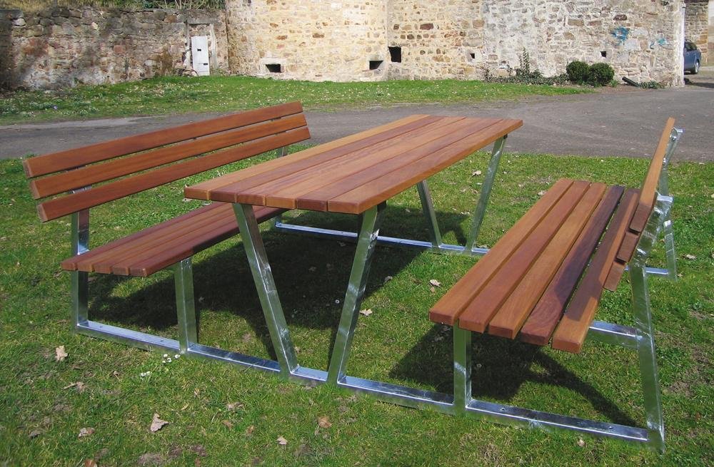 Bank-Tisch-Bank Hartholz, lasiert