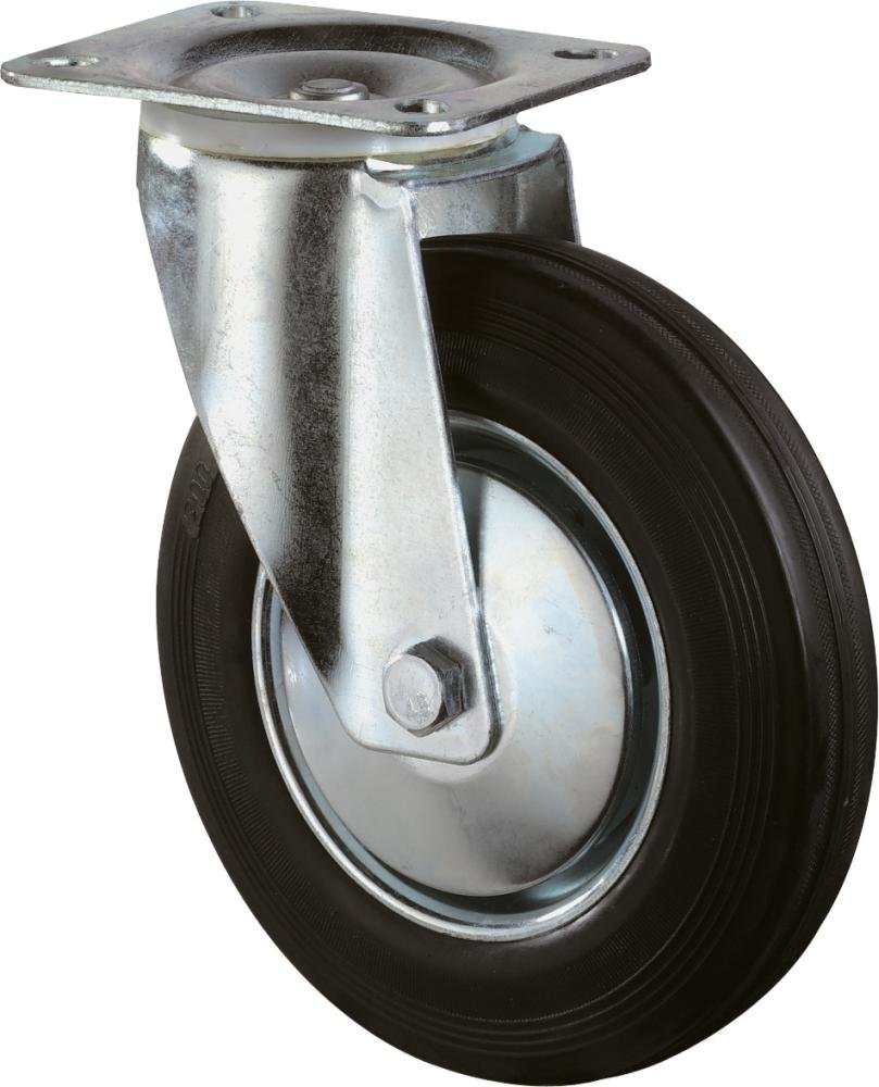 Lenkrolle 100mm L400.B55 Platte,Gummi schw.,RL L400.B55.101 BS ROLLEN