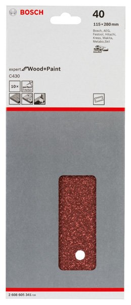 Schleifblatt C430, 115 x 280 mm, 40, 14 Löcher, 10er-Pack