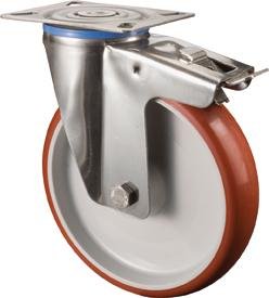 Lenkrolle 100mm H120.B26 Platte,Polyure,ER,GL,FestH120.B26.100 BS ROLLEN