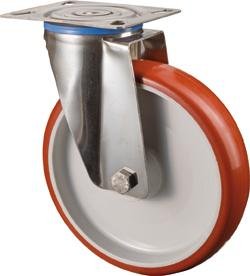 Lenkrolle 100mm H100.B26 Platte,Polyure,ER,GL H100.B26.100 BS ROLLEN