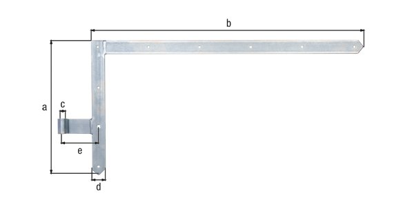 Tor-Winkelband, Abschluss spitz, oben, disp., HxL 400x800mm,Rolle Ø16mm