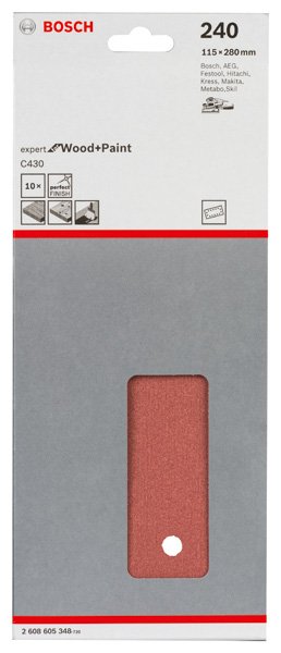 Schleifblatt C430, 115 x 280 mm, 240, 14 Löcher, 10er-Pack