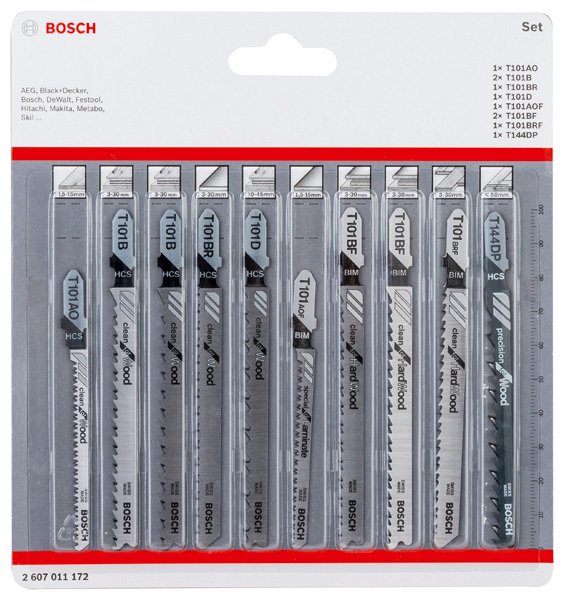 10-tlg. Stichsägeblatt-Set Clean Cutting, T-Schaft