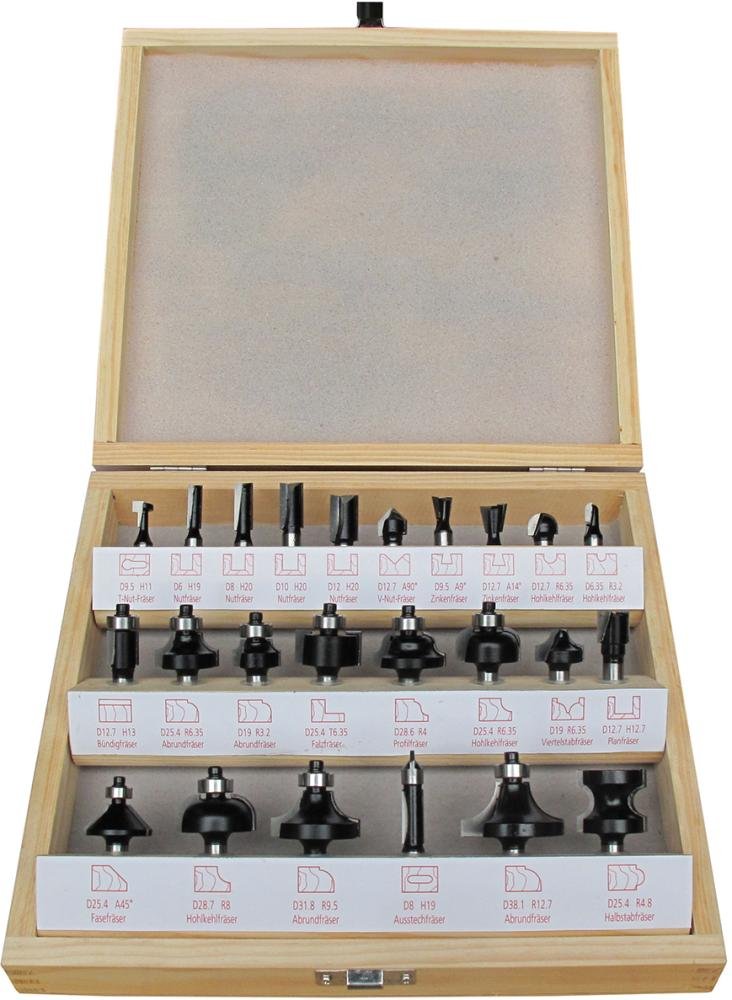 Fräser-Satz HW 24tlg. S8 im Holzkasten FORTIS