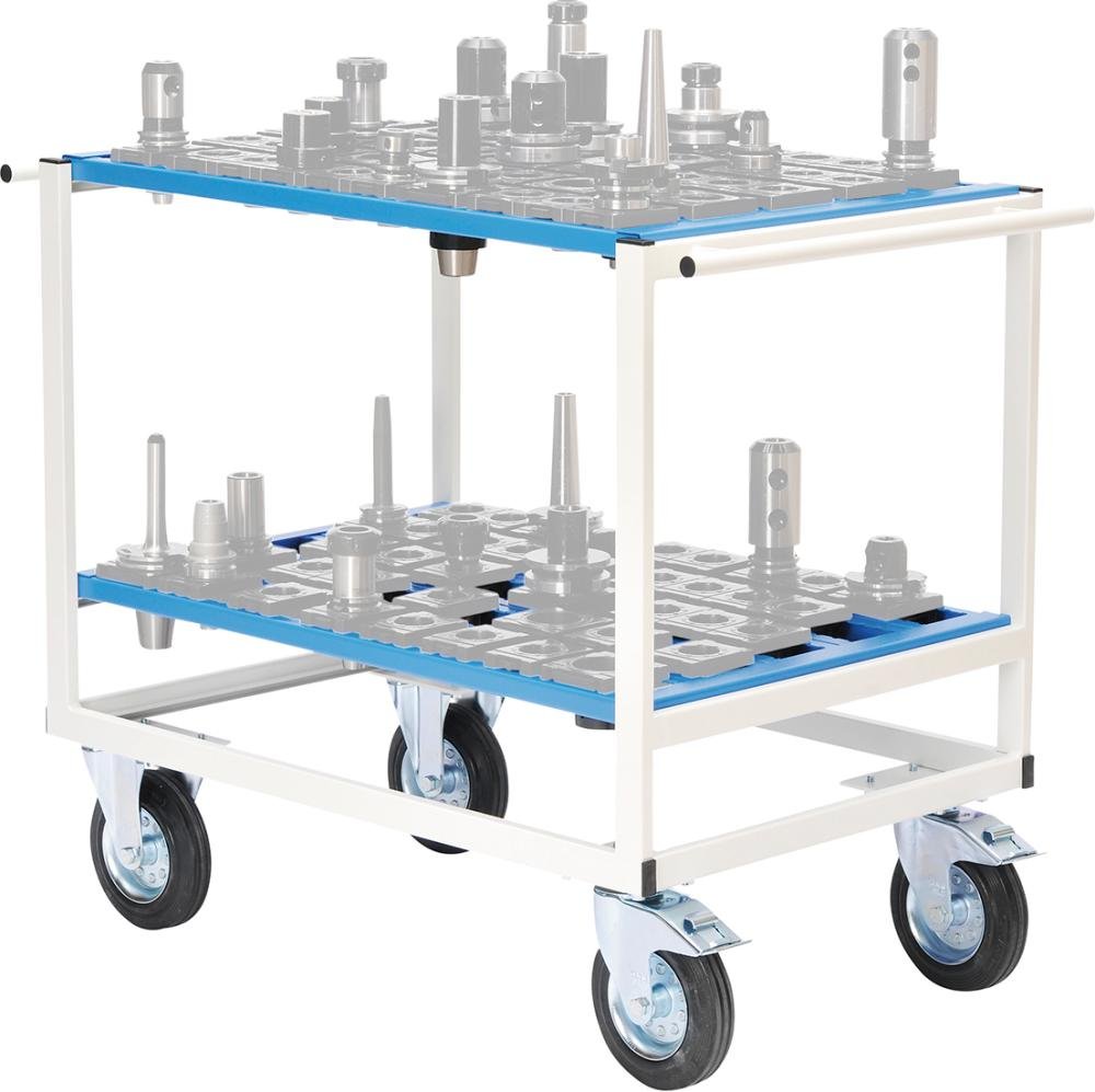 CNC-Transportwagen B950xT665xH950 mm RAL 7035/5012 max. Aufnahme 90 Stk.