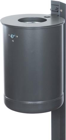 Abfallbehälter vzk,grau m.Ascher,Pfosten