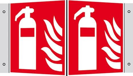 Brandschutzschild Alu B150xH150 mm Winkel Feuerlöscher langnachleuchtend