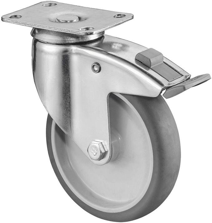 Lenkrolle 100mm,C120 Platte,Gummirad,GL C120.A80.100 BS ROLLEN