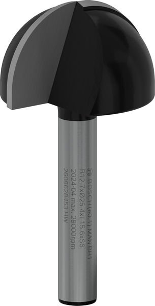 PRO Hohlkehlfräser + Zapfen, 6 x 25,4 x 49 mm