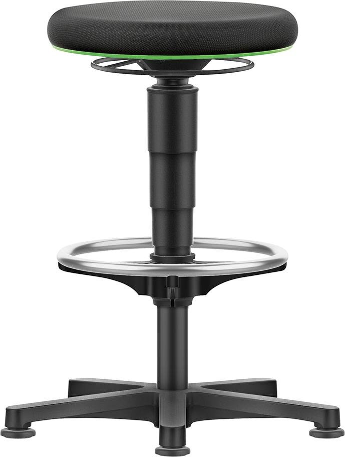 Drehhocker Stoffsitz Sitzhöhe 530 - 750 mm mit Gleiter und Fußring
