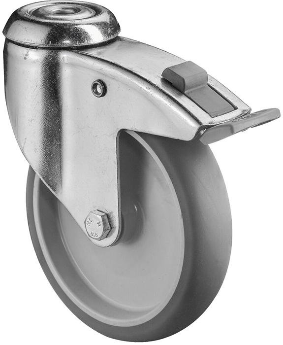 Lenkrolle 100mm,C121 Rückenl.Gummirad,GL,Fest.C121.A80.100 BS ROLLEN