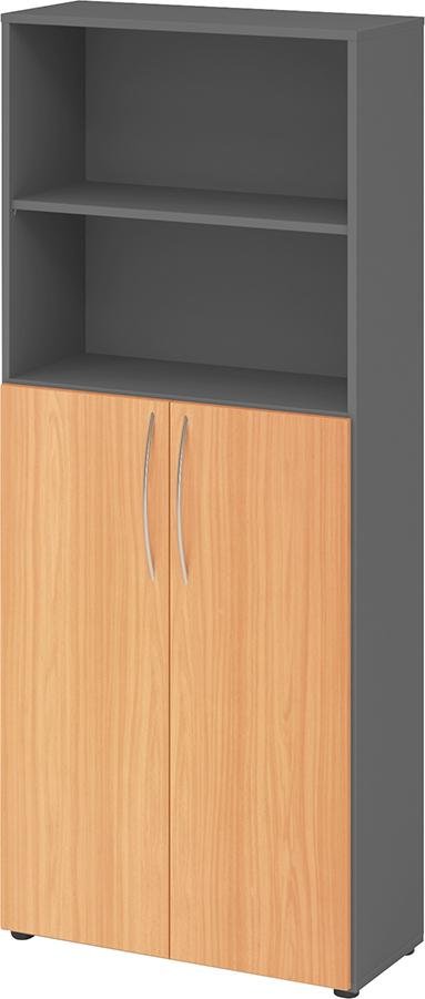 Regal 5OH, 3OH K: Graphit / F: Buche 80x34,6x188 cm (BxTxH) Türen unten BM 4770